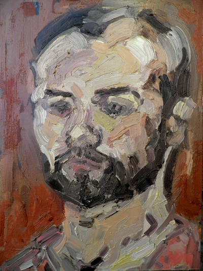 Self Portrait, 30x40cm, Oil on Board, 2010, Martin Hill