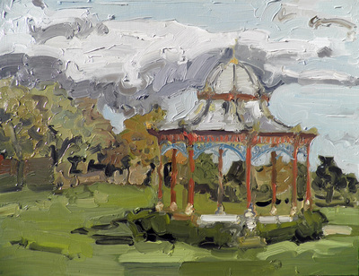 Bandstand, Magdalen Green, 45x57.5cm, Oil on Board, Martin Hill