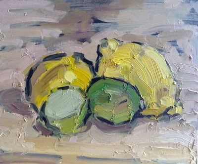 Lemons and Limes I - 25x30cm, Oil on Board, 2013, Martin Hill