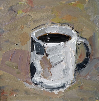 Coffee, 20x20cm, Oil on Board, Martin Hill