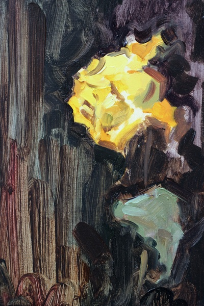 Yellow Flower - 15.1x22.4cm, Oil on Board, 2016, Martin Hill