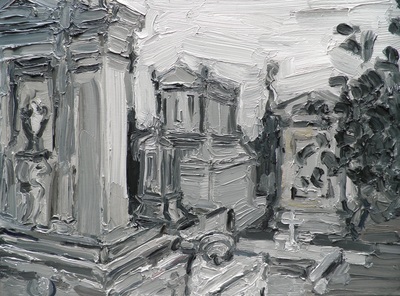 First Cemetery, Athens, 40x53.5cm, Oil on Board, Martin Hill