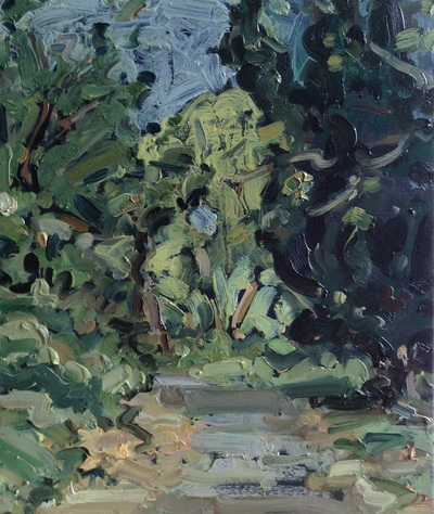 Woodland Scene I, 25x30cm, Oil on Board, Martin Hill