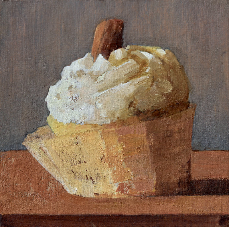 (Birthday) Cupcake II, 10x10cm, Oil on Card, Painting, Martin Hill, Art,