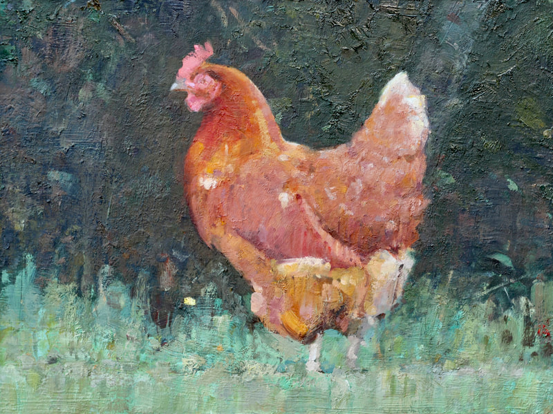 French Hen, Oil Painting, Martin Hill