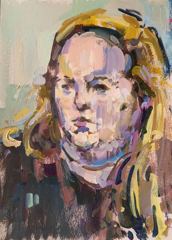 Portrait Study, Acrylic on Paper, Martin Hill