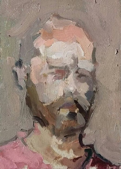 Self Portrait - 15x21cm, Oil on Card, 2018, Martin Hill